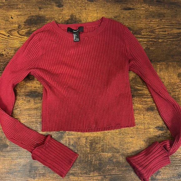 Forever 21 Raspberry Ribbed Cropped Sweater Size Small - Picture 3 of 4